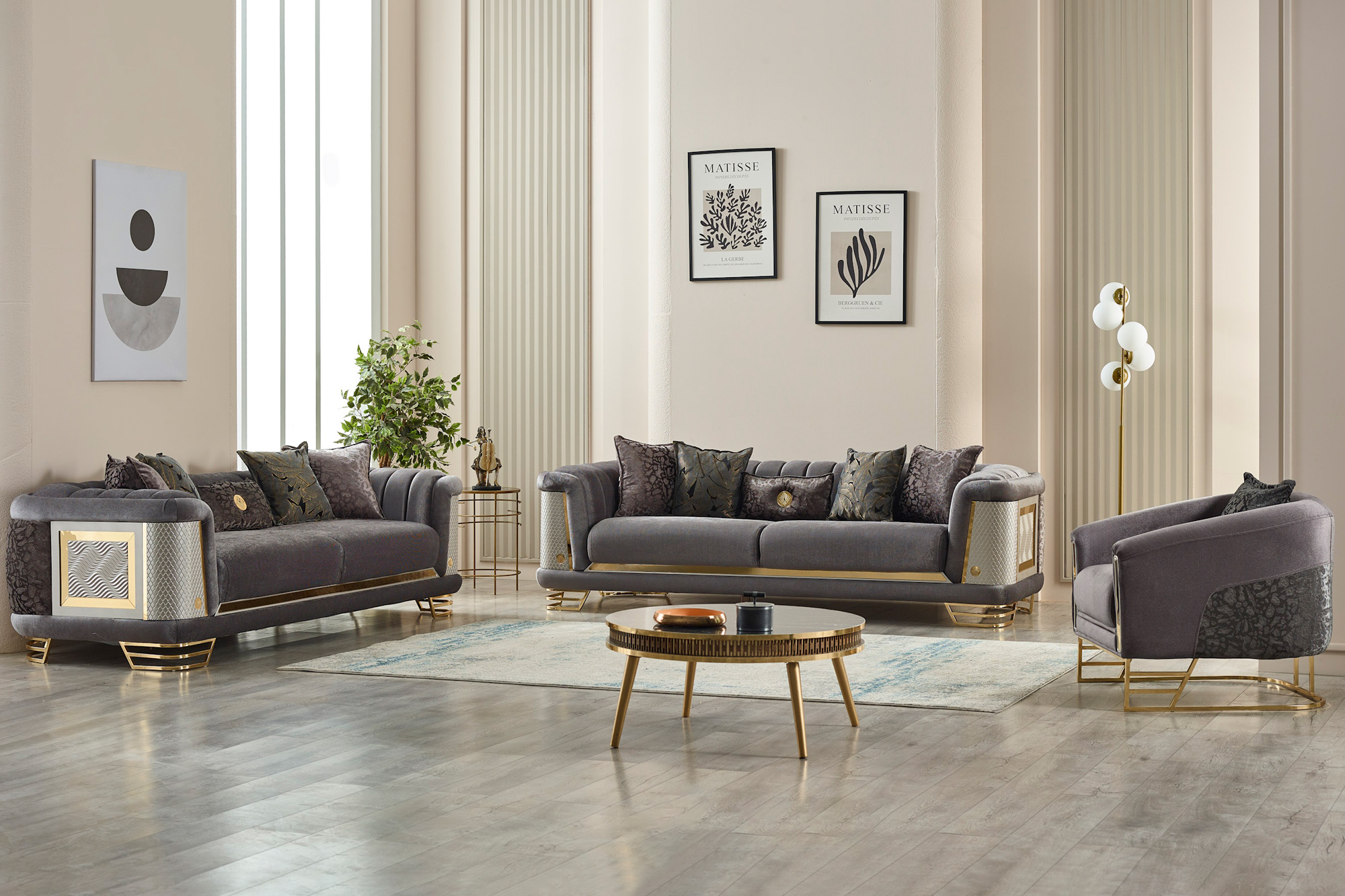 Furnia Romans Armchair - Gray, Fabric