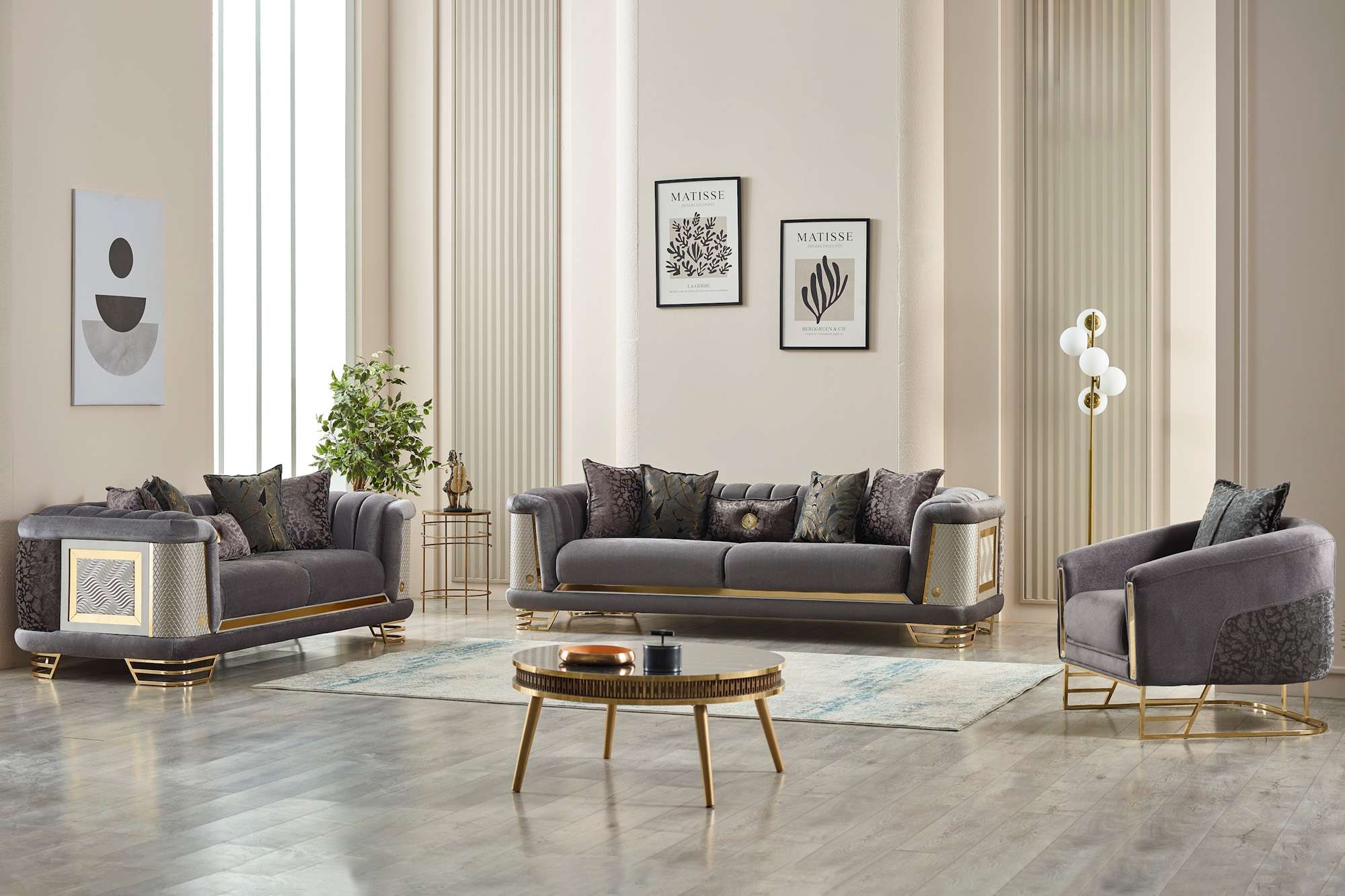 Furnia Romans Armchair - Gray, Fabric