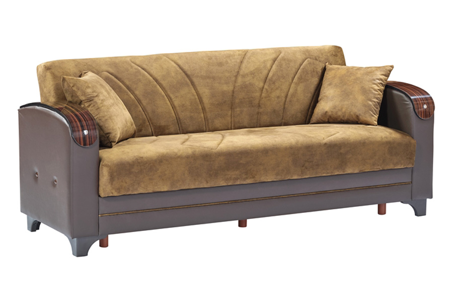 Furnia Senem Convertible Sleeper Sofa - Brown, Fabric