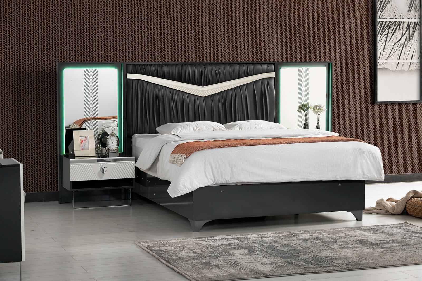Furnia Tokyo Queen Size Storage Bed - Black