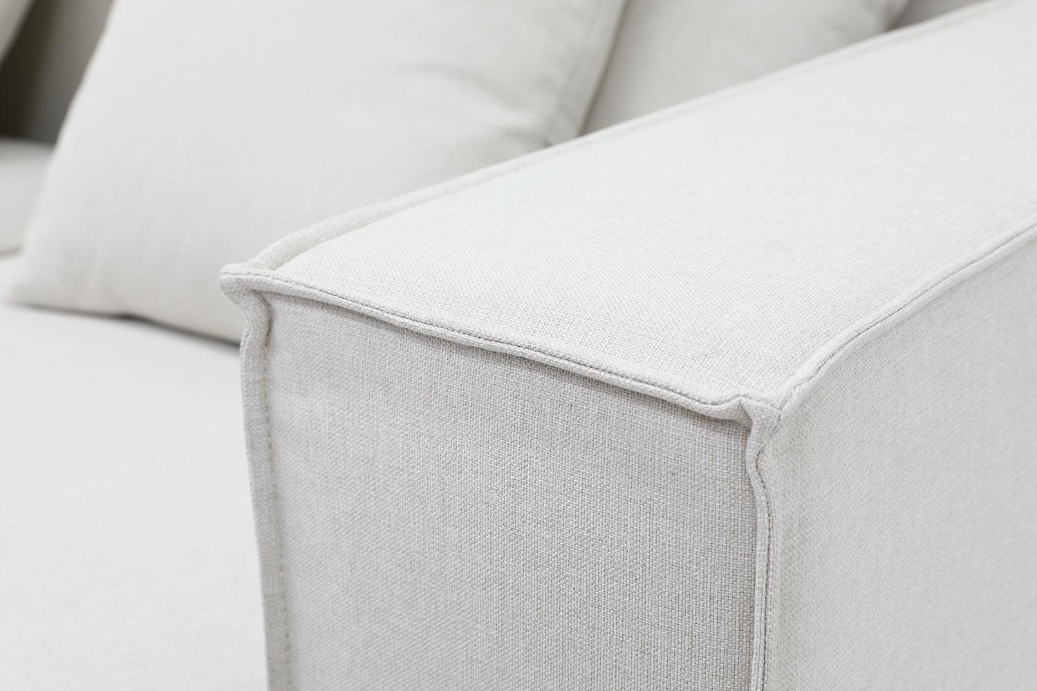 Furnings AVA Beige Luxury Linen Texture Water Repellent Washable Fabric Modular Loveseat