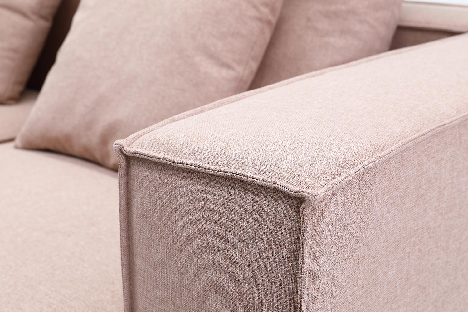 Furnings AVA Dust Pink Luxury Linen Texture Water Repellent Washable Fabric 4 Pieces Corner Modular Sectional - 4 Piece Corner Modular Set