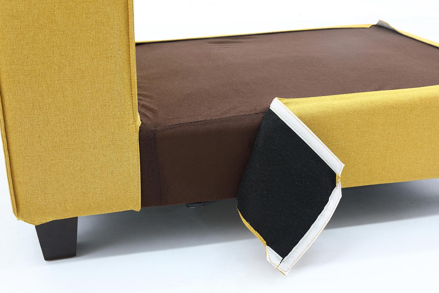 Furnings AVA Yellow Luxury Linen Texture Water Repellent Washable Fabric Modular Loveseat