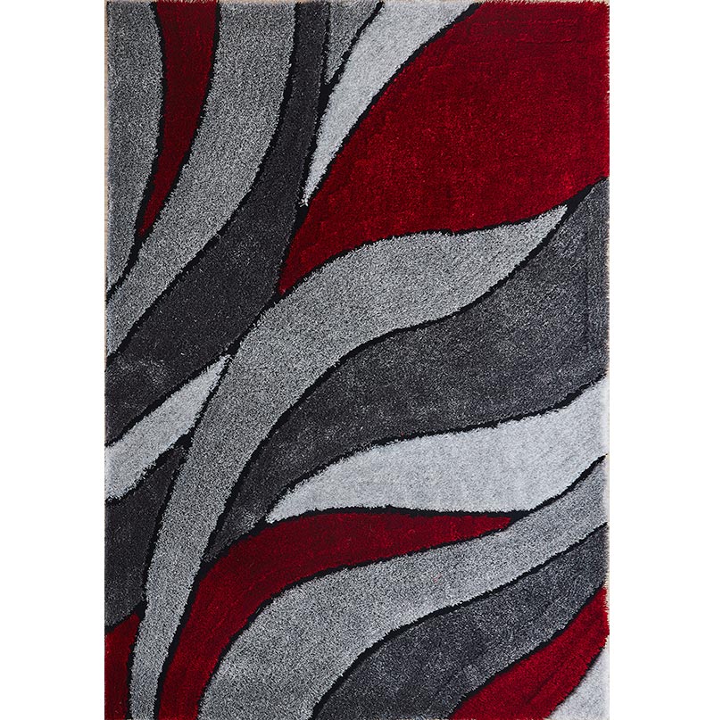 Furnings - Aria Red & Gray Soft Pile Shaggy Area Rug