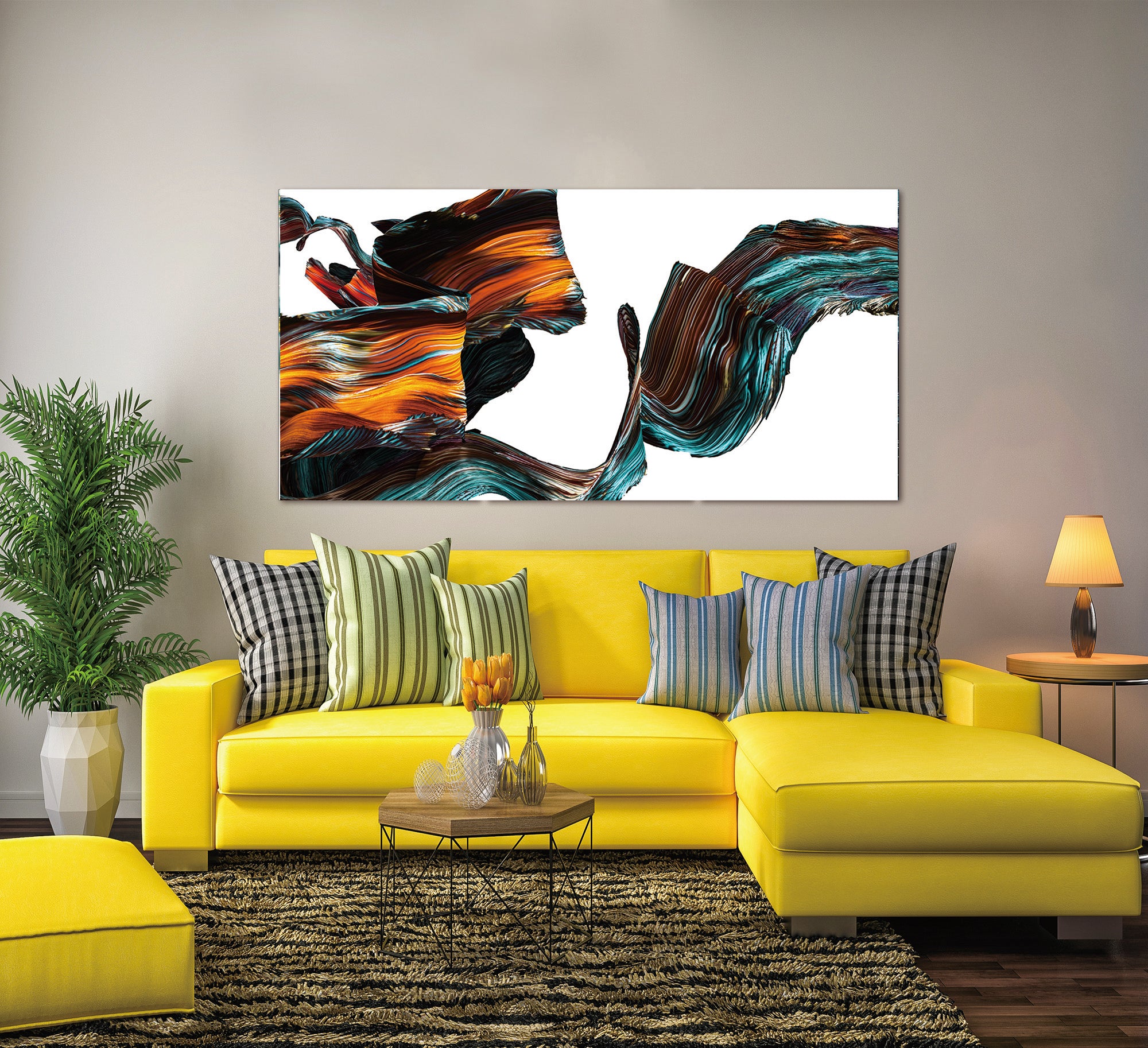 Furnings - Abstract Multi Color Float Acrylic Print Unframed Wall Art