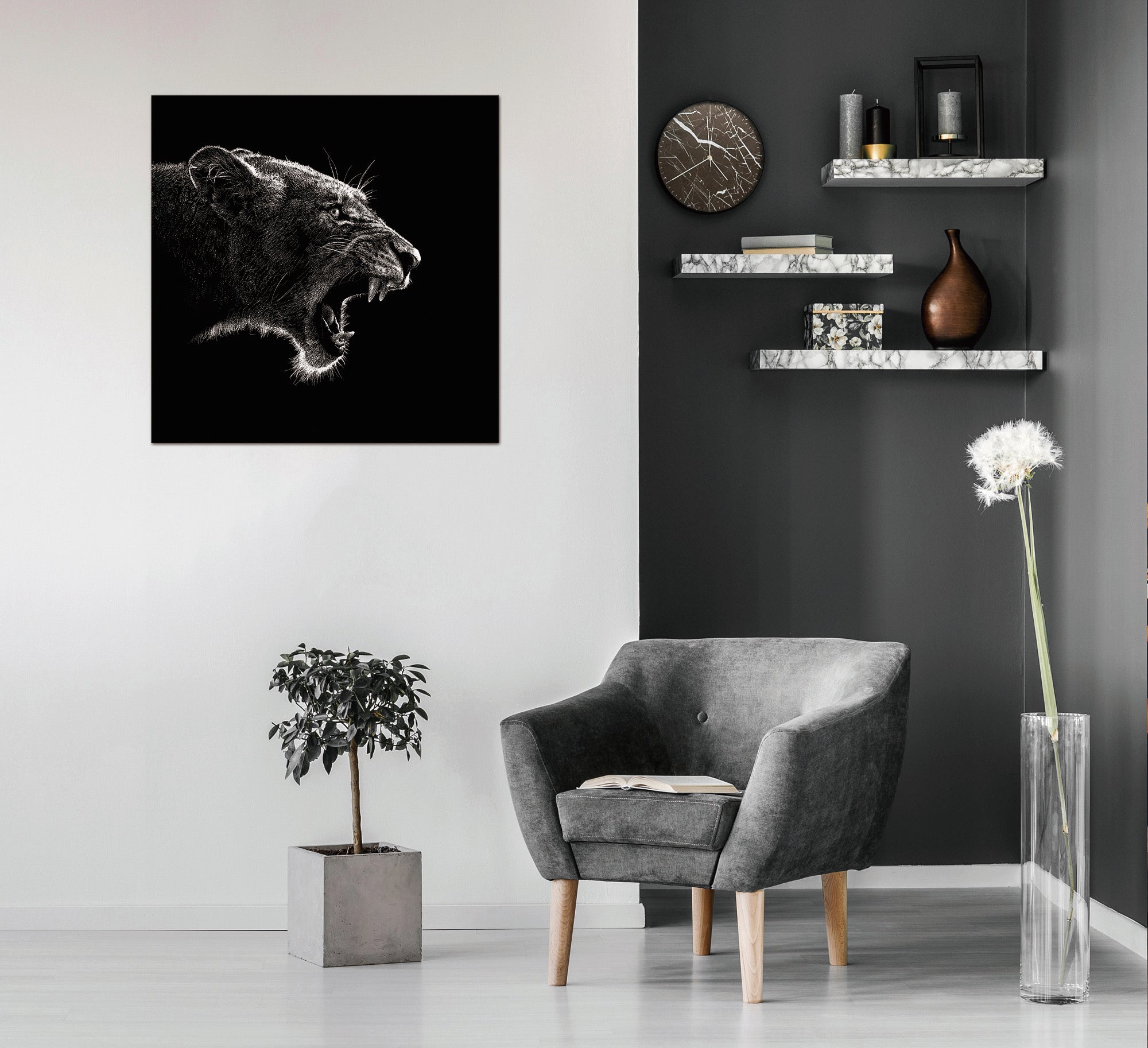 Furnings - Roaring Lion Acrylic Print Unframed Wall Art