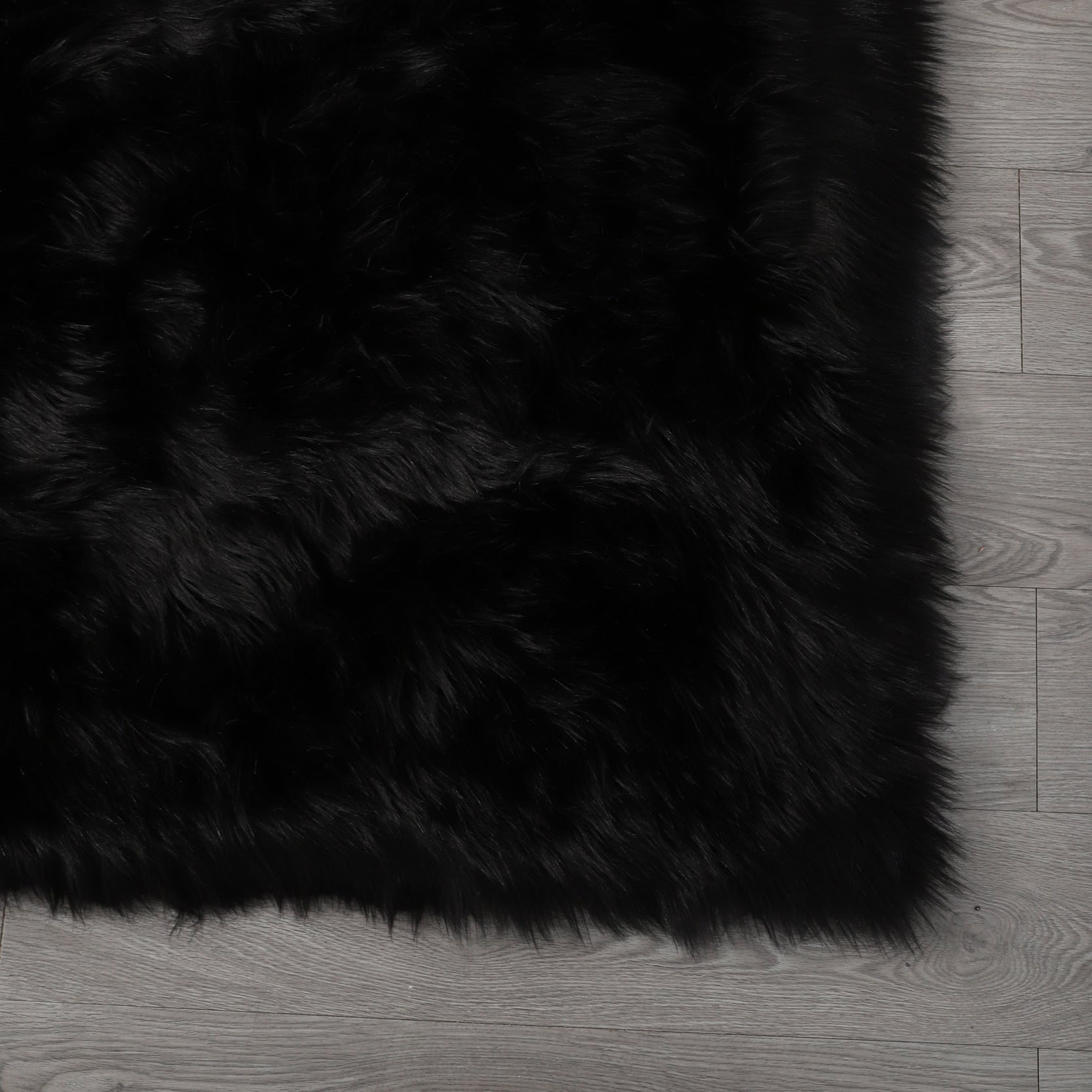 Furnings Cozy Ultra Soft Fluffy Faux Fur Black Area Rug - 5'L x 3'W