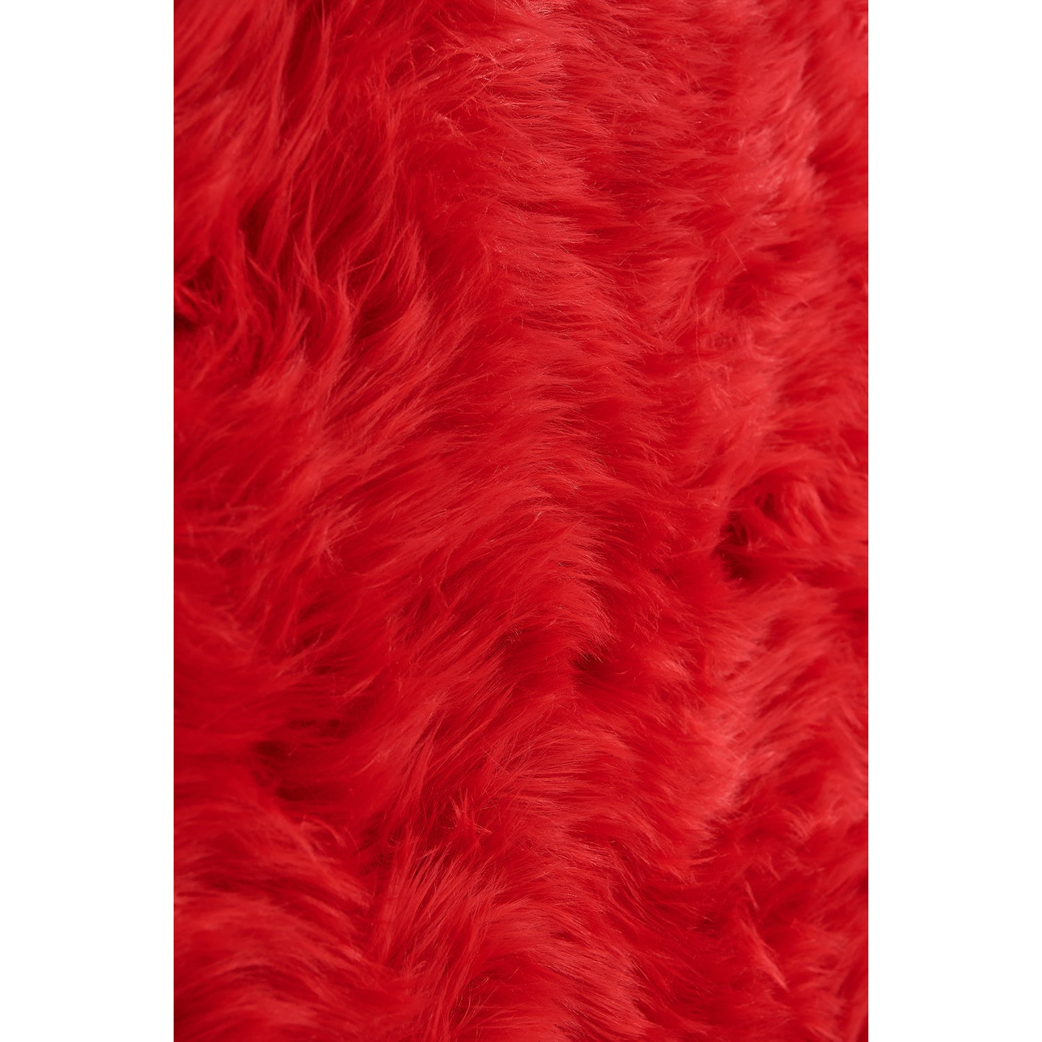 Furnings Cozy Ultra Soft Fluffy Faux Fur Red Area Rug - 7'L x 5'W