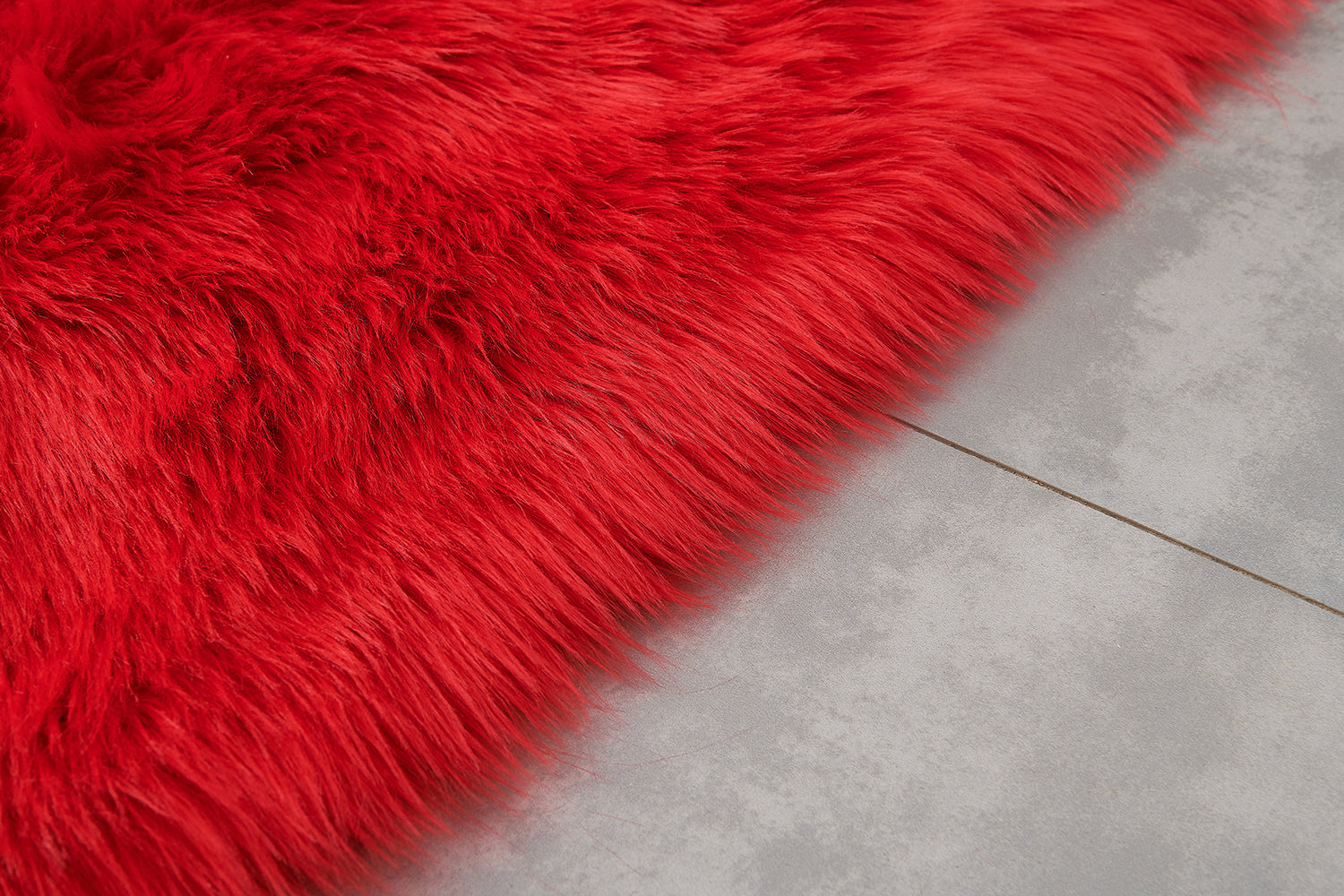 Furnings Cozy Ultra Soft Fluffy Faux Fur Red Area Rug - 7'L x 5'W