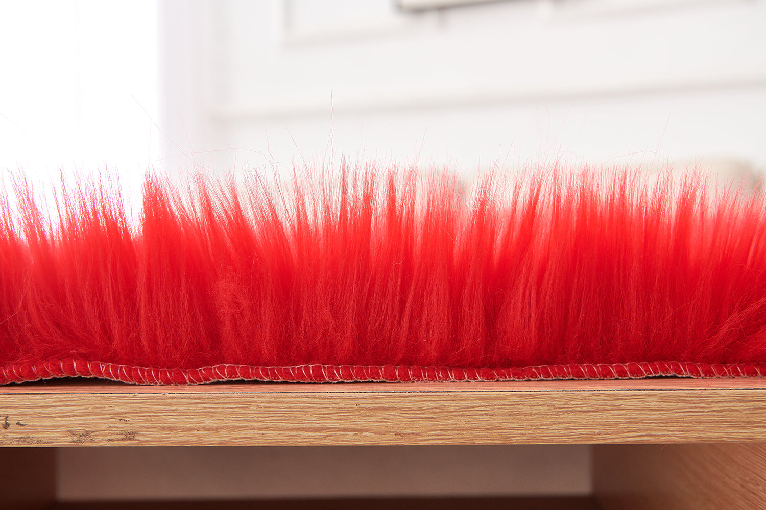 Furnings Cozy Ultra Soft Fluffy Faux Fur Red Area Rug - 7'L x 5'W