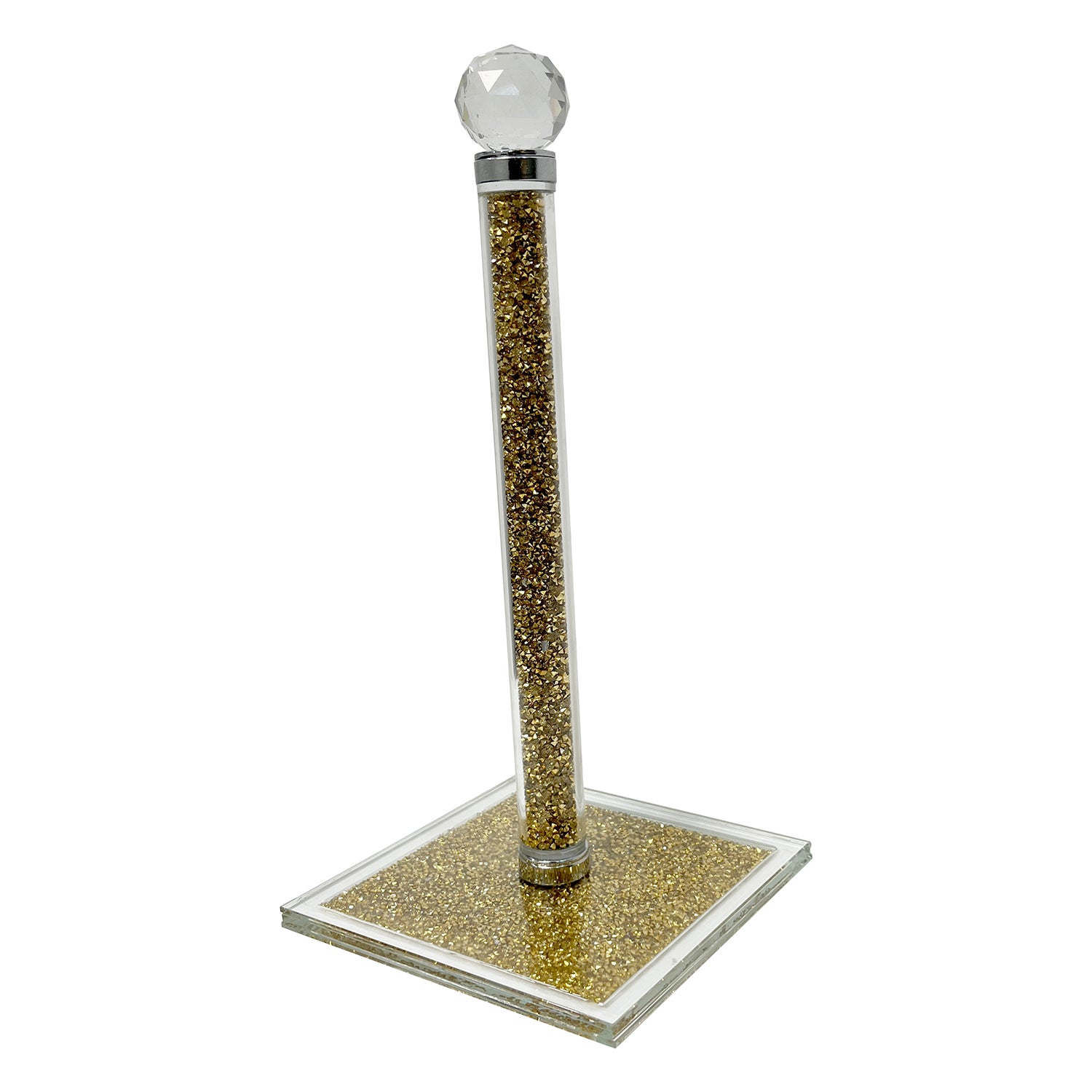 Furnings - Gold Crushed Diamond Glass Paper Towel Holder in Gift Box