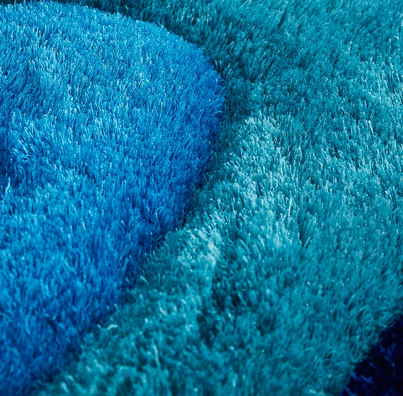 Furnings 3D Ocean Waves Blue Shag Area Rug - 11'L x 8'W x 1"H