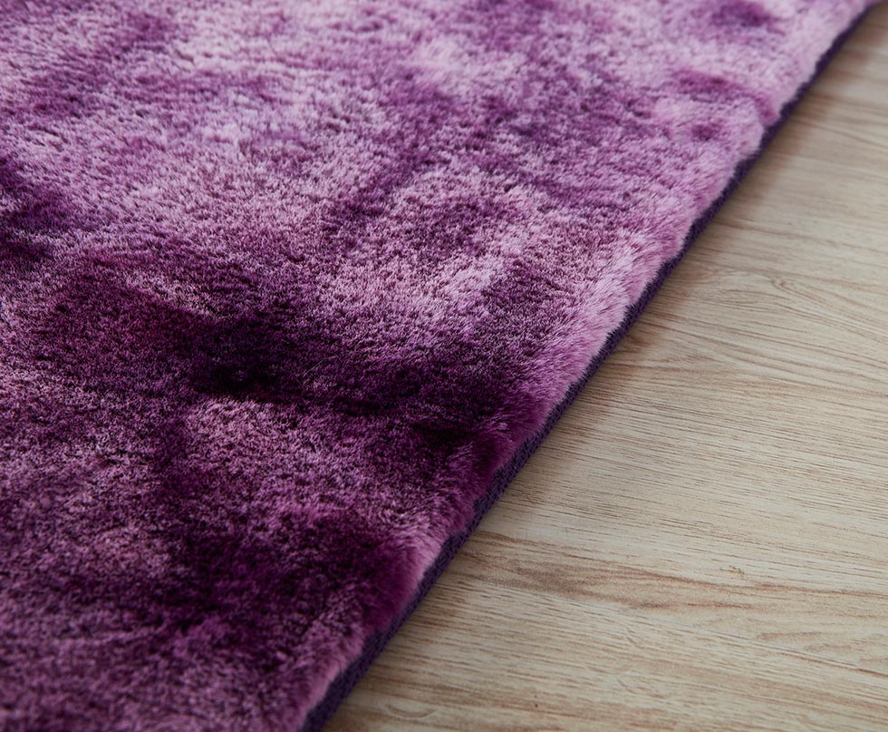 Furnings Lily Luxury Purple Tie-Die Chinchilla Faux Fur Area Rug - 9'8"L x 6'6"W x 1" H