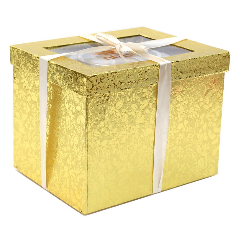 Furnings - Ambrose Gold Plated Crystal Embellished Lidded Ceramic Bowl (9 In. x 7 In. x 9.5 In.)
