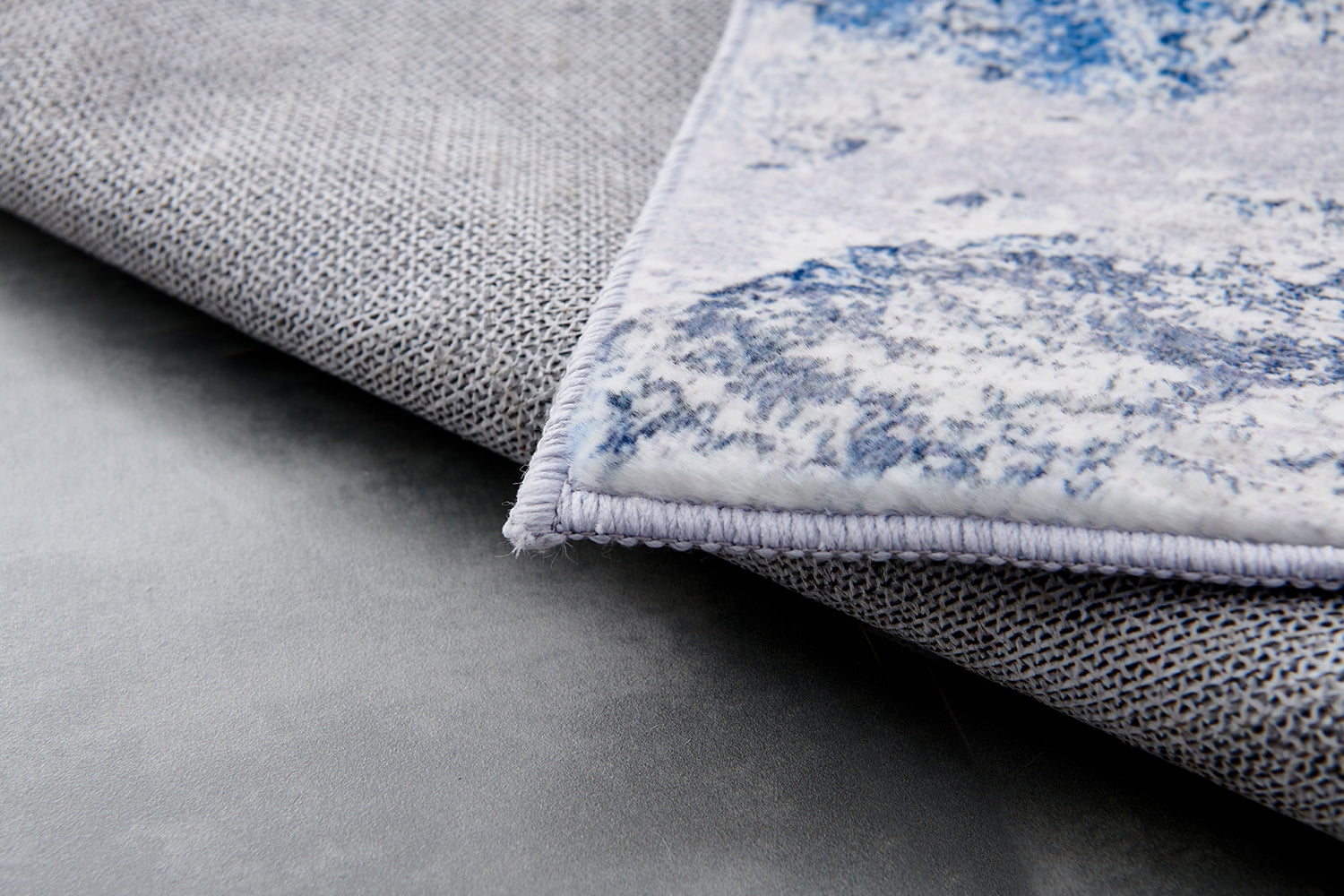 Furnings Zara Abstract Design Machine Washable Silver Blue Area Rug - 10.5'L x 7.5'W x 1"H