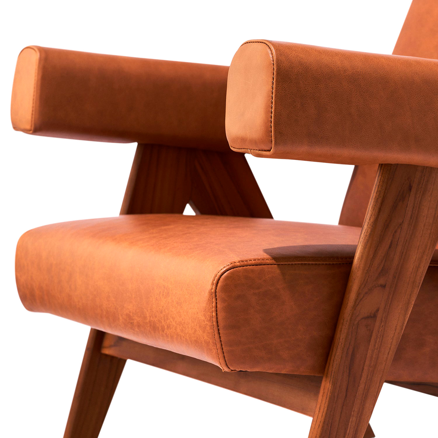 GFURN Debora Lounge Chair - Walnut/Caramel Leather