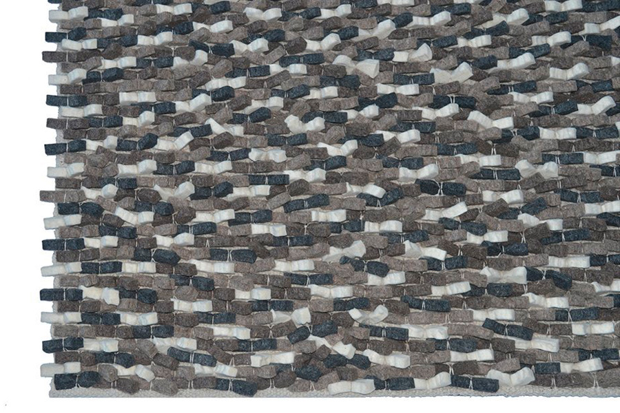 GFURN Chanda Handmade Wool Braided Shaggy Rug - Brown/Black/White, 5 x 7 ft