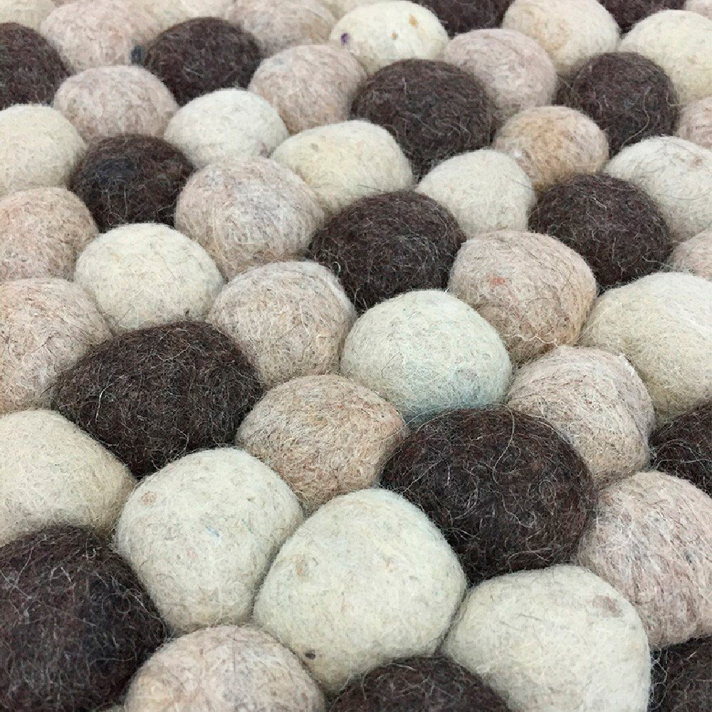 GFURN Handmade Woolen Pebble Pouf - Brown Natural