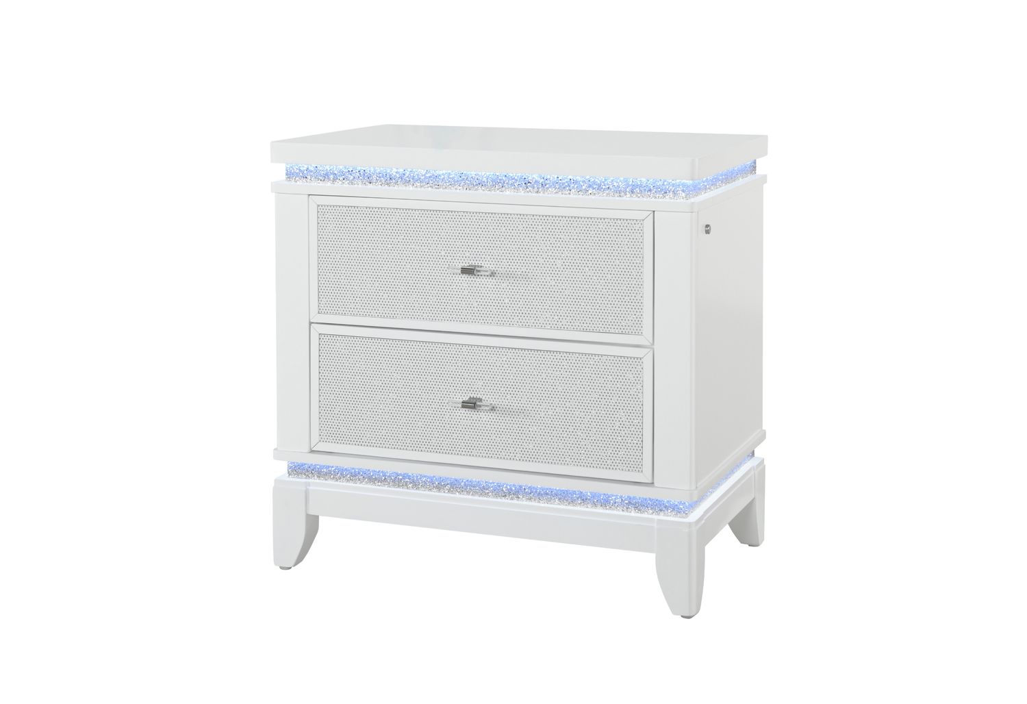 GF - Alina White Nightstand With Led and Usb
