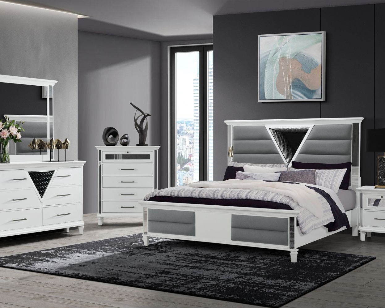 GF Marco Bed Group With 3d Led Mirror