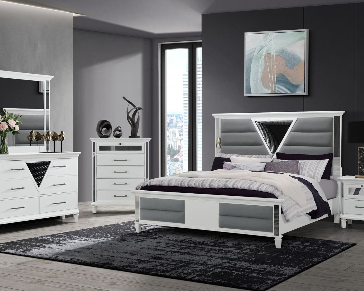 GF Marco Queen Bed Group With Led 3d Mirror