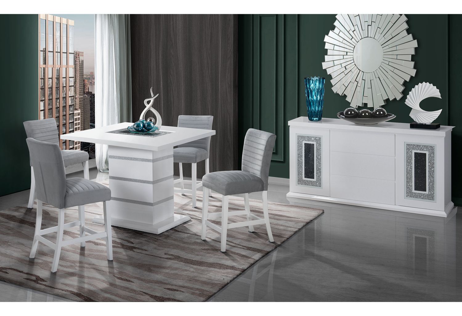 GF Monaco White Bar Table Square Bar Table