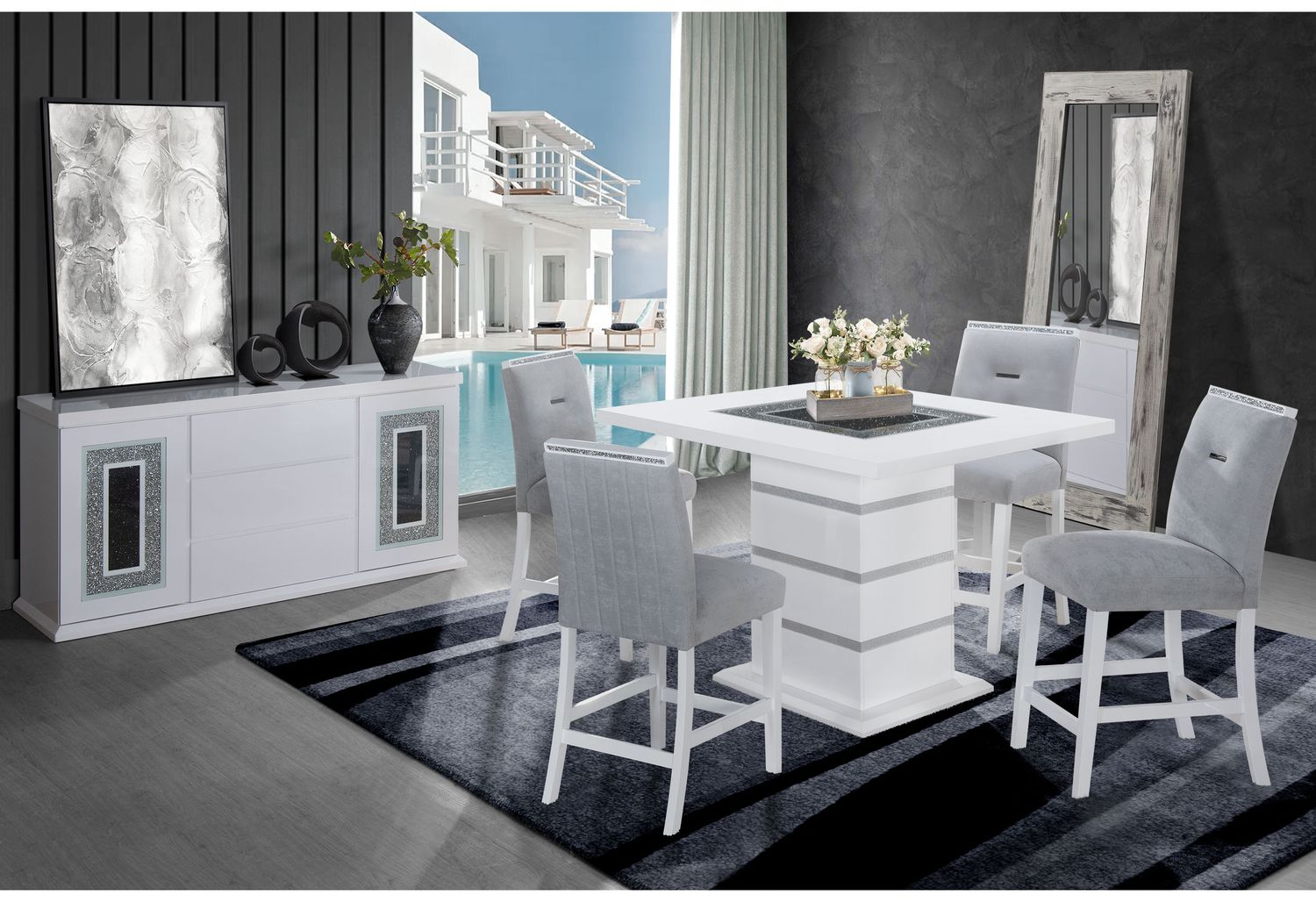 GF Monaco White Bar Table Square Bar Table