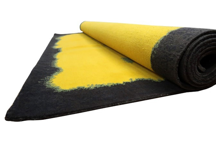 Gordian Rugs Expressionist Handwoven Rug 1 - Yellow/Green/Teal/Charcoal, 6" x 9"