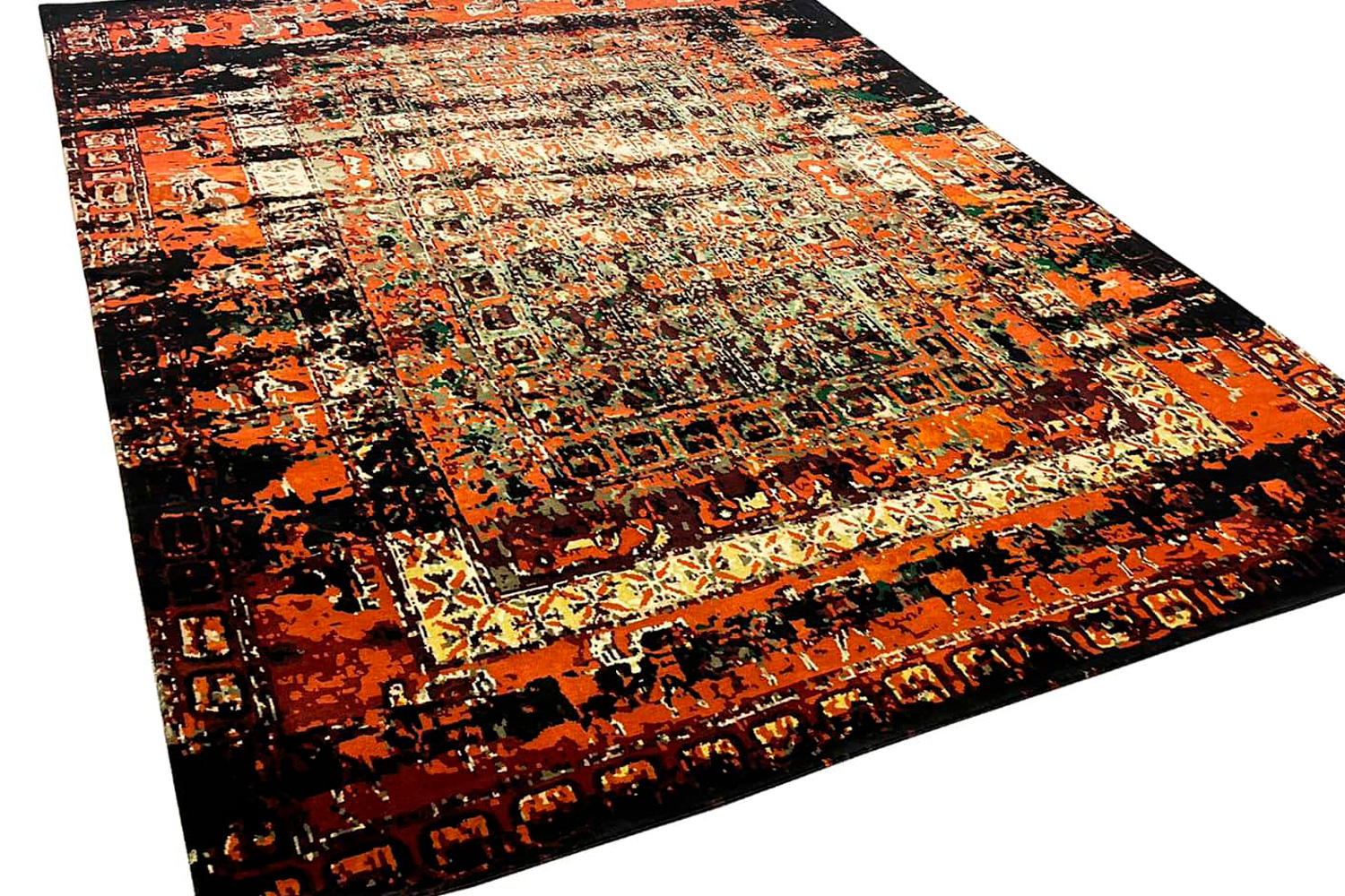 Gordian Rugs Pazyryk Modern Rug 1 - Red/Black/Green/Beige, 6" x 9"