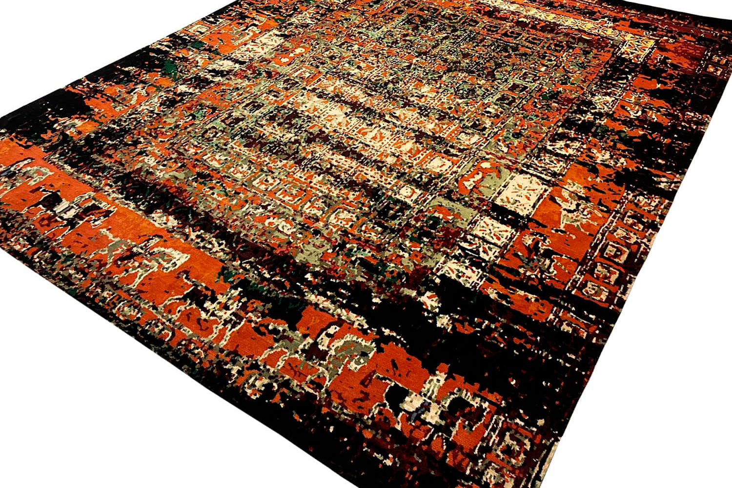 Gordian Rugs Pazyryk Modern Rug 1 - Red/Black/Green/Beige, 6" x 9"
