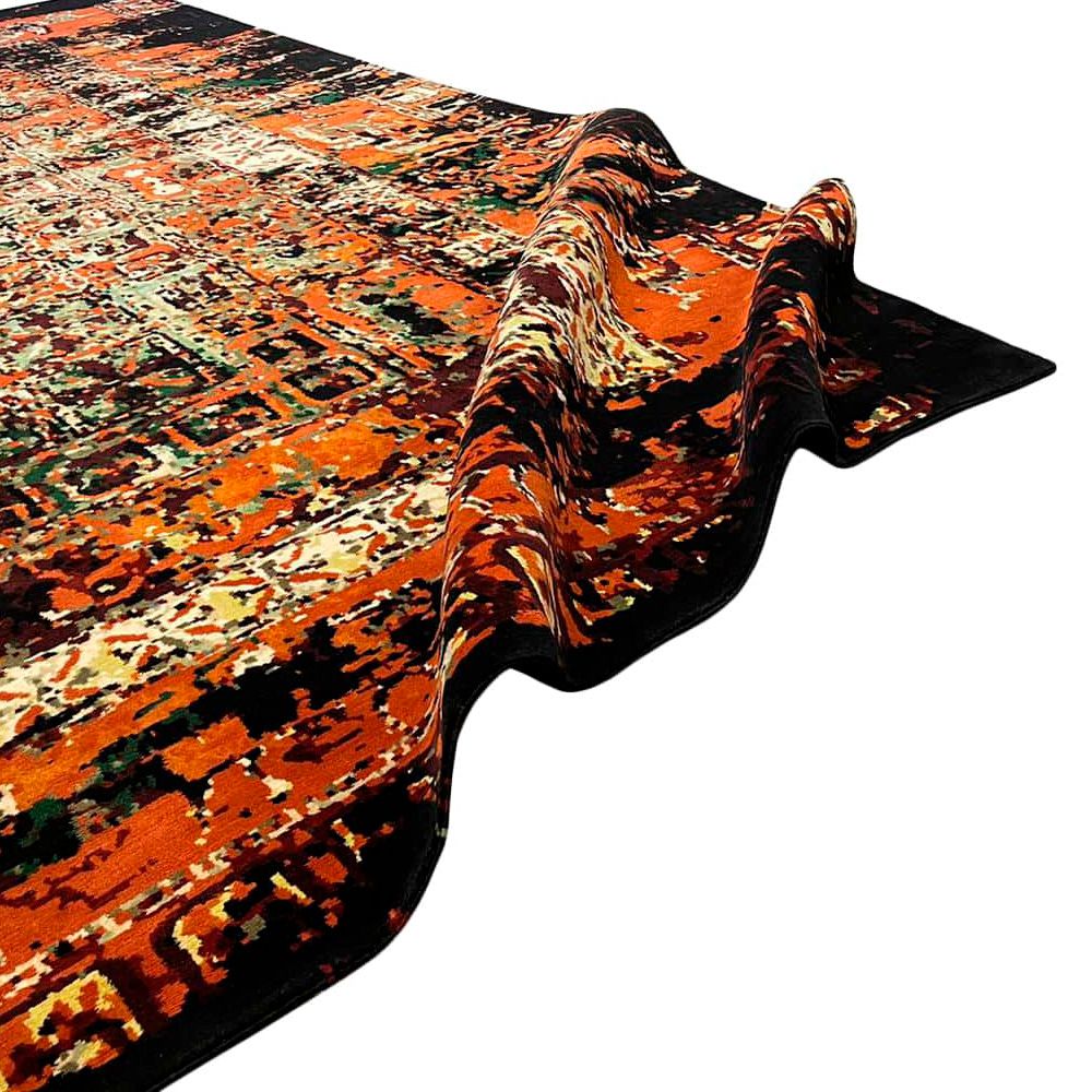 Gordian Rugs Pazyryk Modern Rug 1 - Red/Black/Green/Beige, 6" x 9"