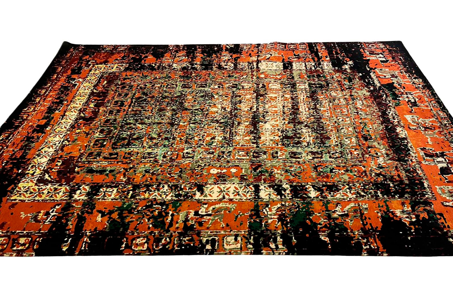 Gordian Rugs Pazyryk Modern Rug 1 - Red/Black/Green/Beige, 9" x 12"