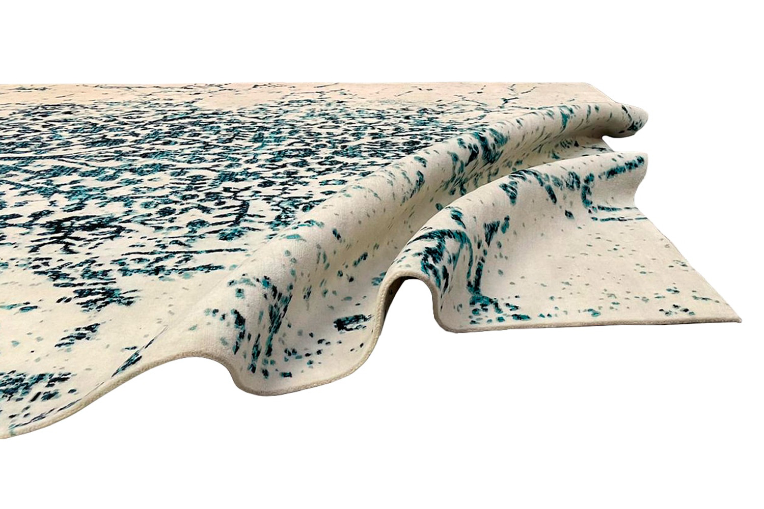 Gordian Rugs Modern Tabriz Rug 6 - White/Turquoise, 10" x 14"