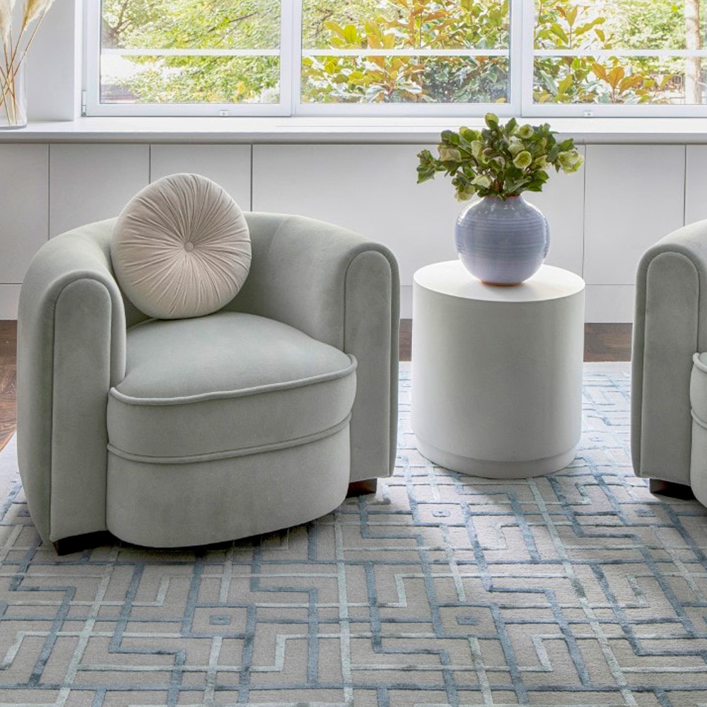 Gordian Rugs Fjord Handwoven Blue And White Silk Rug - 5" x 8"