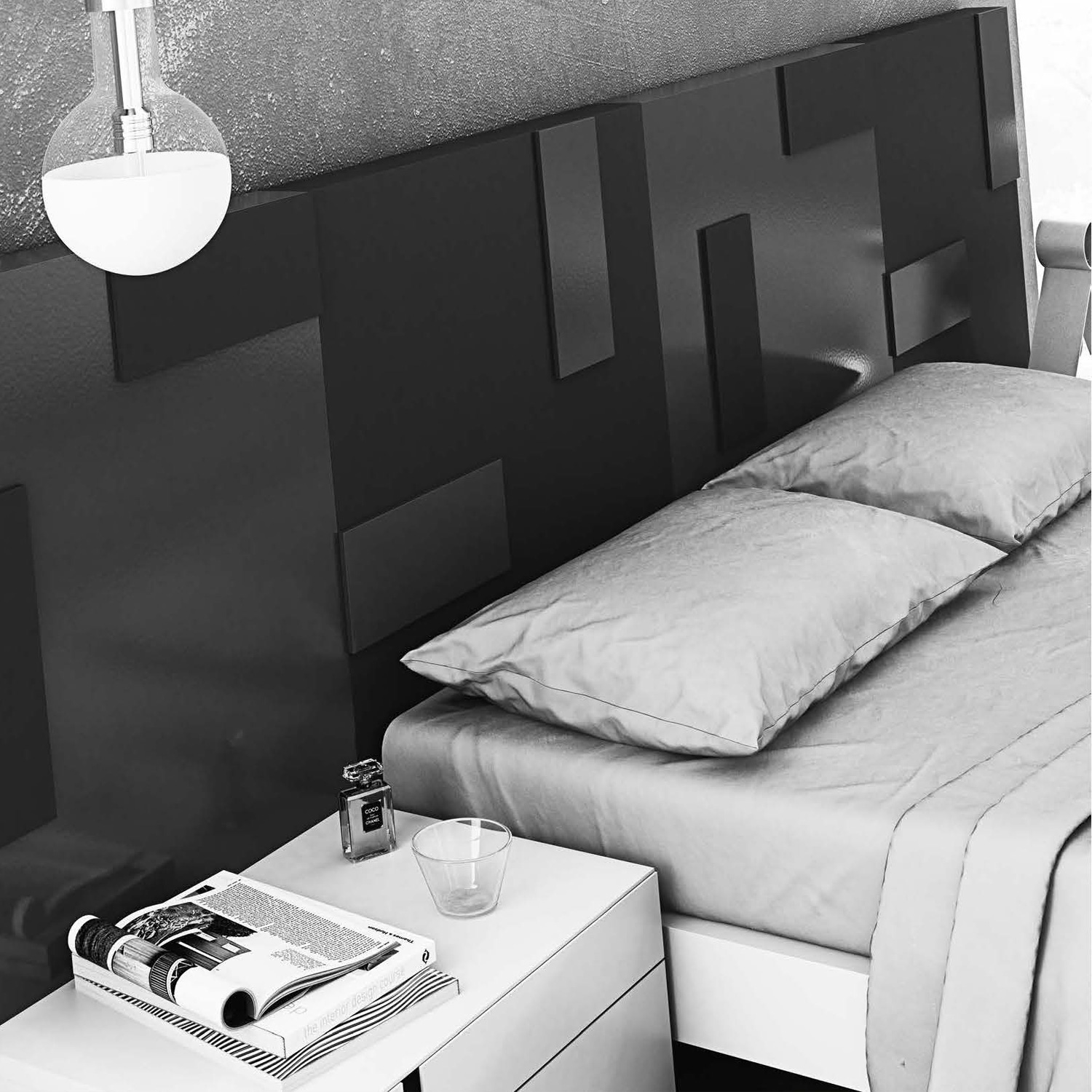 Garcia Sabate Pixel Queen Size Headboard - Grafito Matt/Grafito Brillo