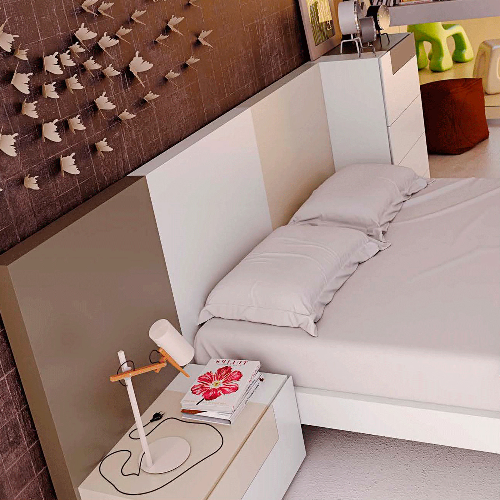Garcia Sabate Freedom King Size Headboard - Capuccino Matt/Blanco Matt/Arena Matt