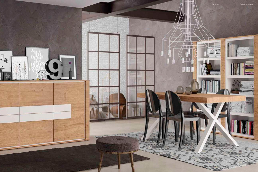 Garcia Sabate Laurel & Hardy "X" 140cm Dining Table - Natural Wood, Lacquer Matt Legs