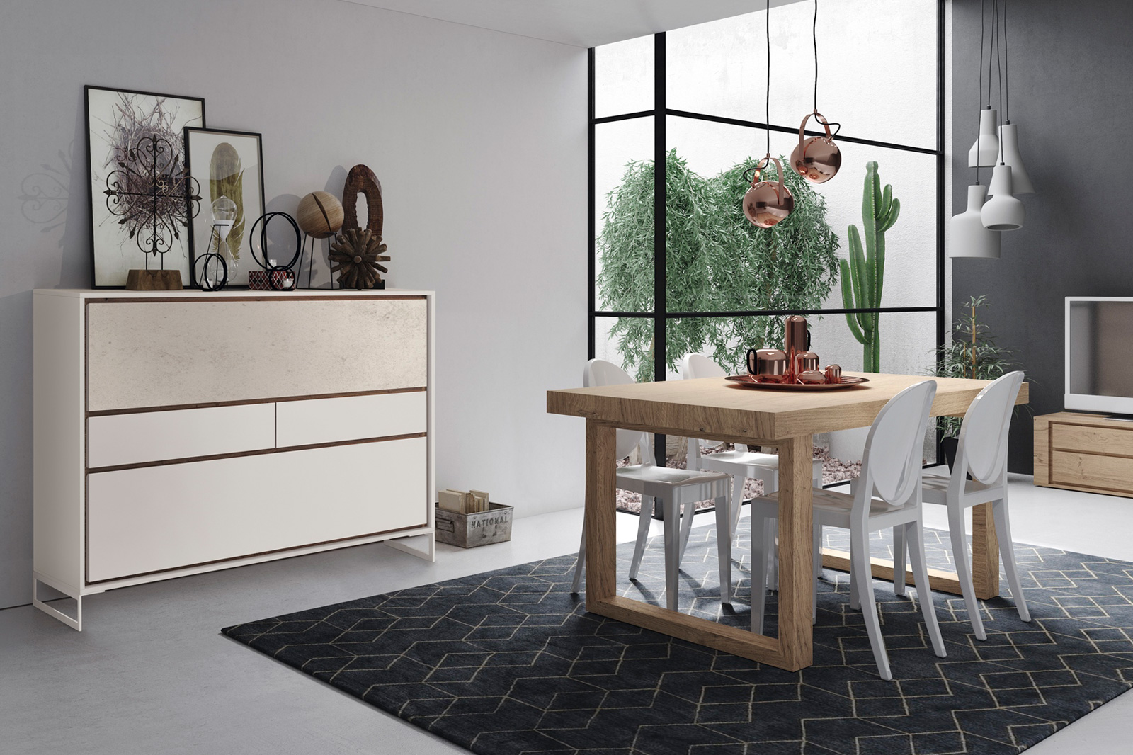 Garcia Sabate Laurel & Hardy "Q" 140cm Dining Table - High Gloss, Lacquer Matt Legs