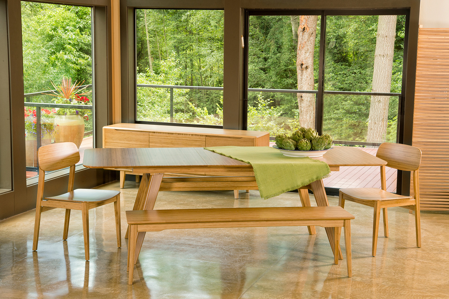 Greenington Currant Long Bench - Caramelized, Bamboo