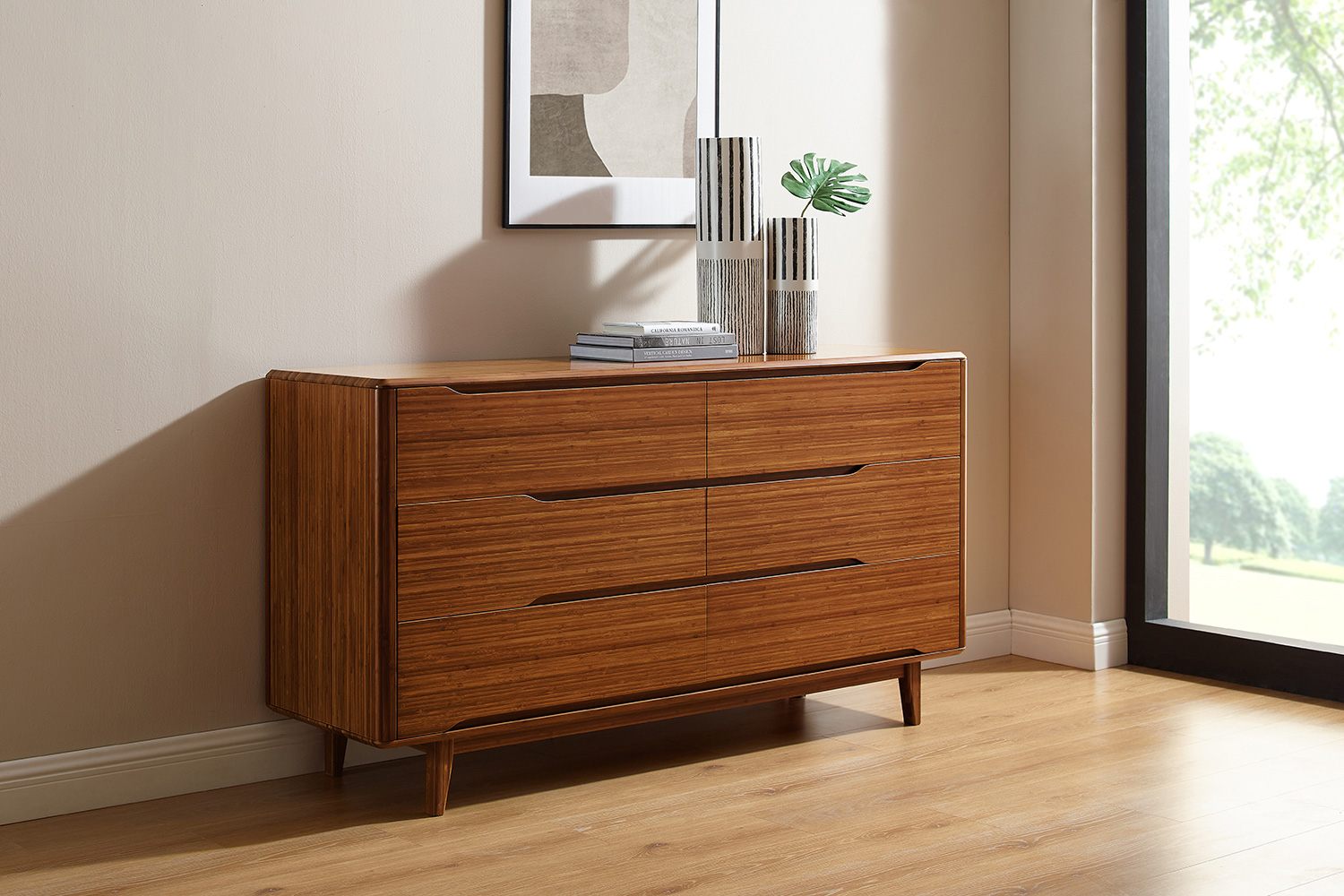 Greenington Currant Six Drawer Double Dresser - Amber, Solid Moso Bamboo