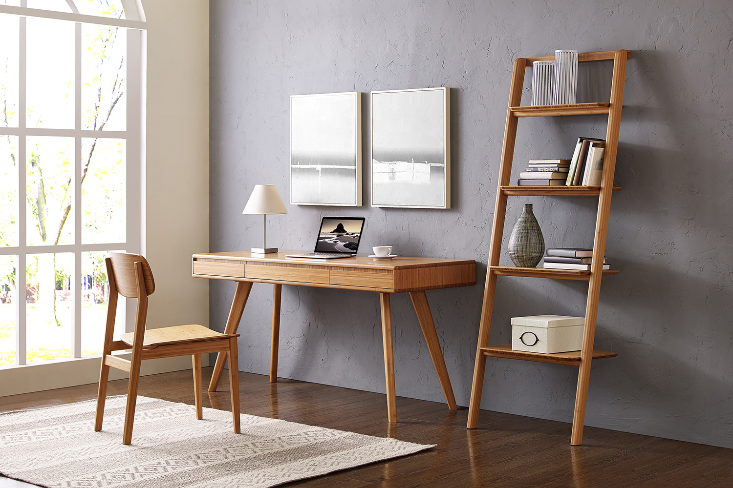 Greenington Currant Leaning Bookshelf - Caramelized, Bamboo