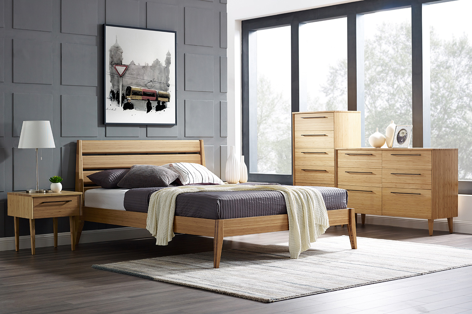 Greenington - Sienna Five Drawer High Chest in Caramelized, Bamboo