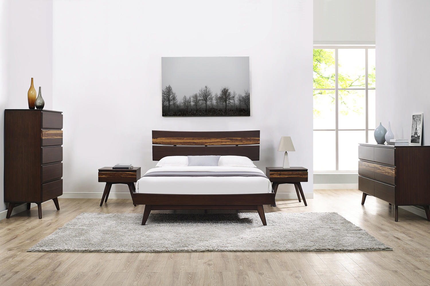 Greenington Azara Five Drawer High Chest - Sable, Bamboo