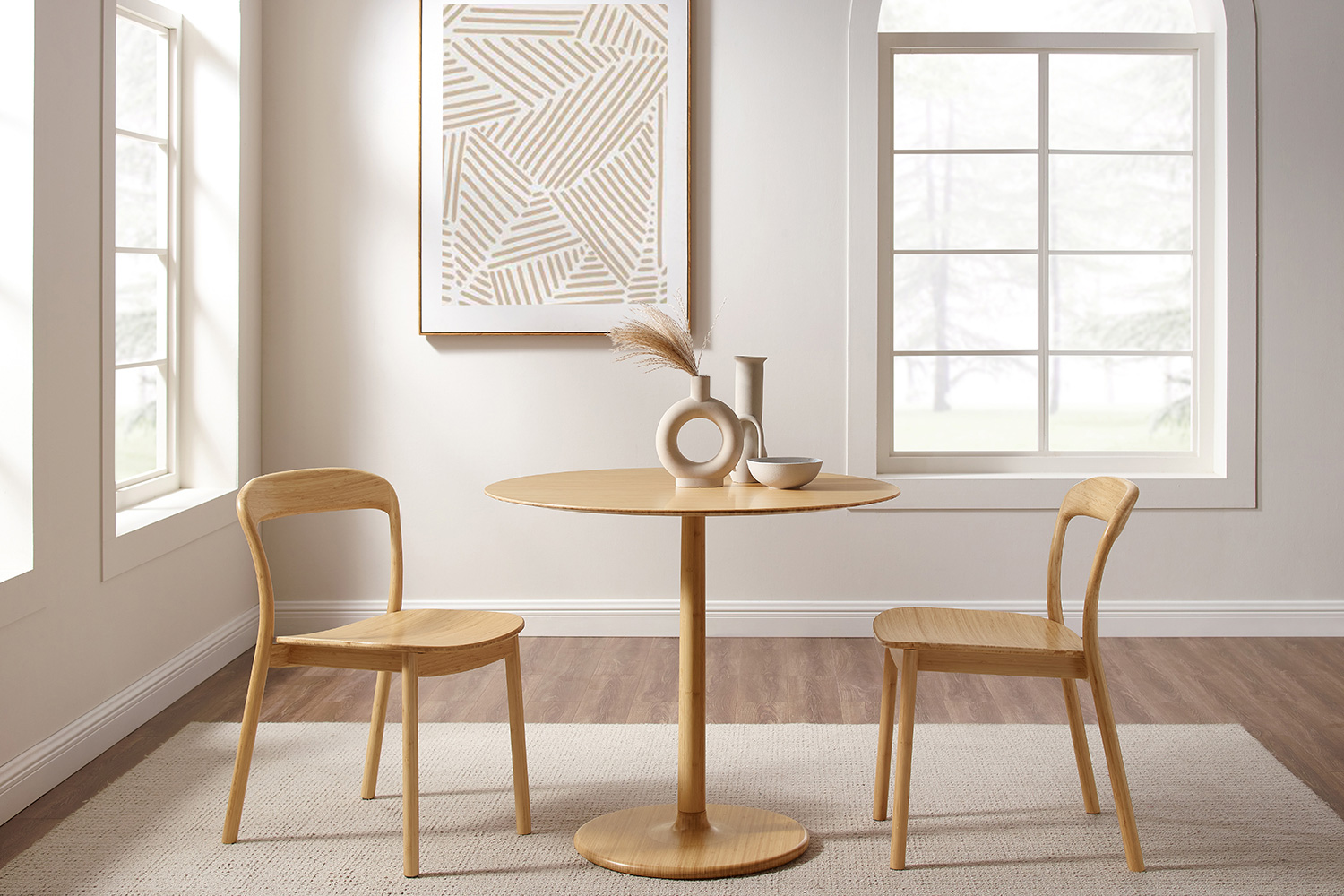 Greenington - Hanna Dining Chair Bamboo Seat Set of 2 in Wheat, Solid Moso Bamboo