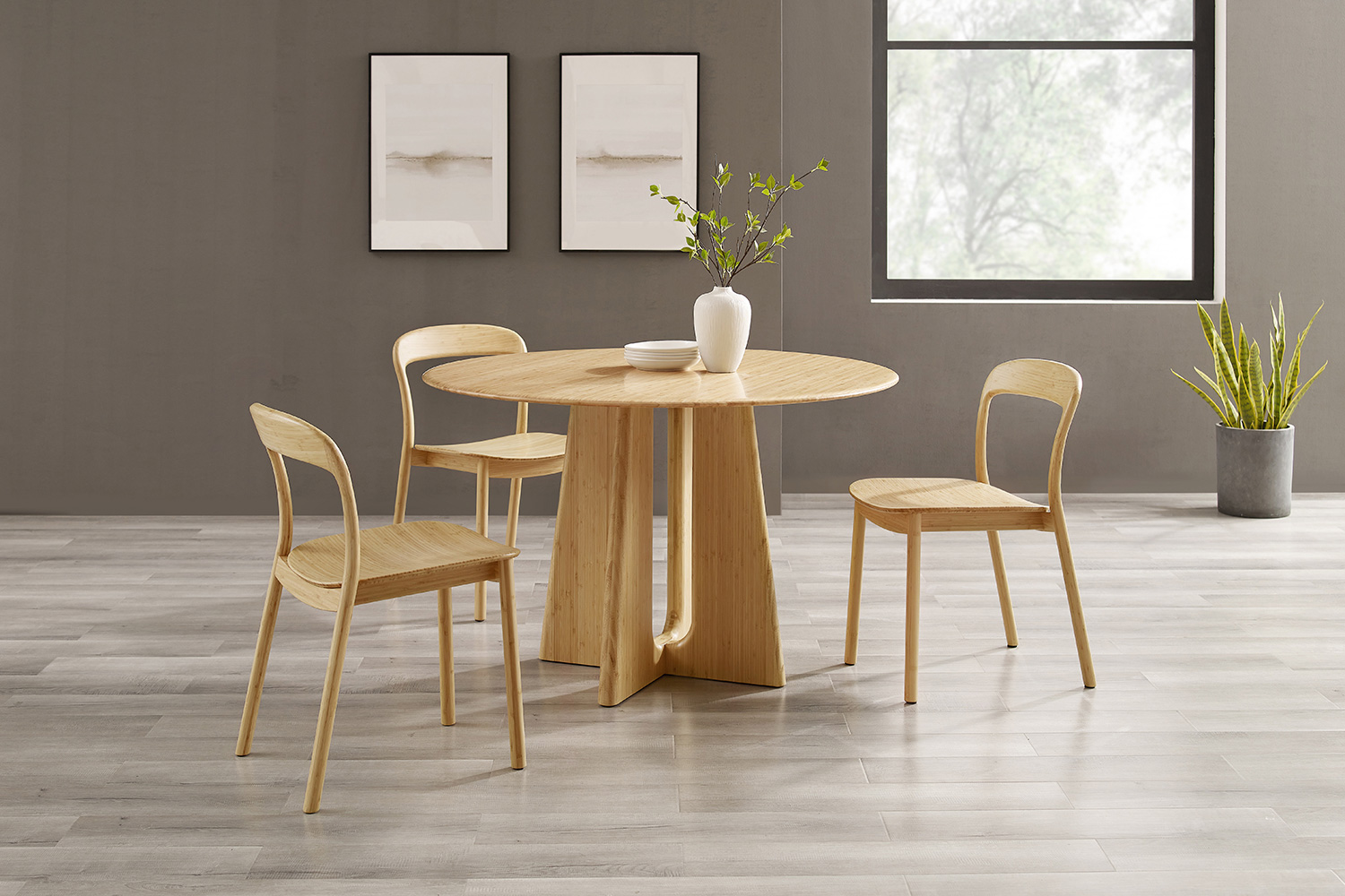 Greenington - Hanna Dining Chair Bamboo Seat Set of 2 in Wheat, Solid Moso Bamboo