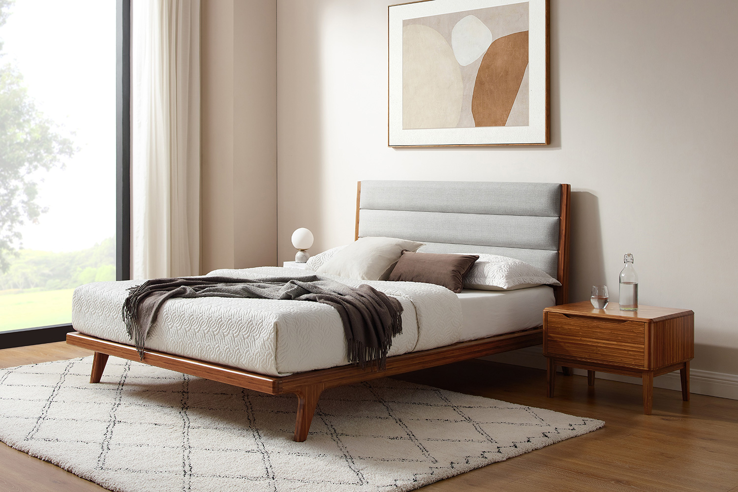 Greenington Mercury Upholstered Platform Bed - Amber, Eastern King Size