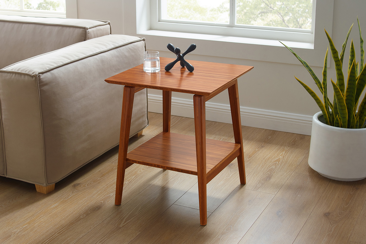 Greenington Antares End Table - Amber, Solid Moso Bamboo
