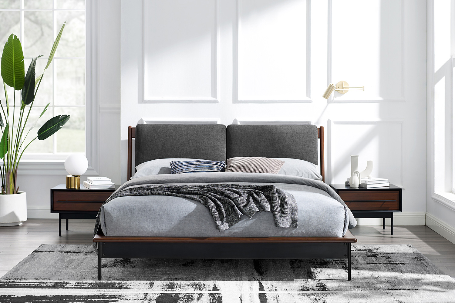 Greenington Park Avenue Platform Bed With Fabric - Ruby, Queen Size