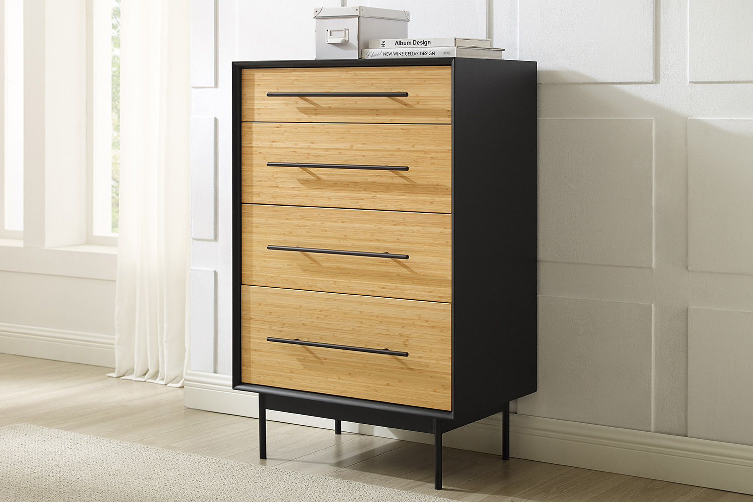 Greenington - Santa Cruz 4 Drawer High Chest in Wheat, Solid Moso Bamboo