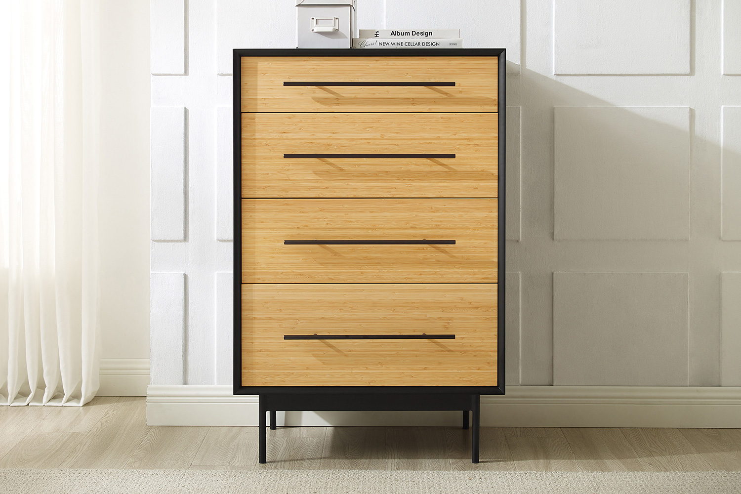 Greenington - Santa Cruz 4 Drawer High Chest in Wheat, Solid Moso Bamboo